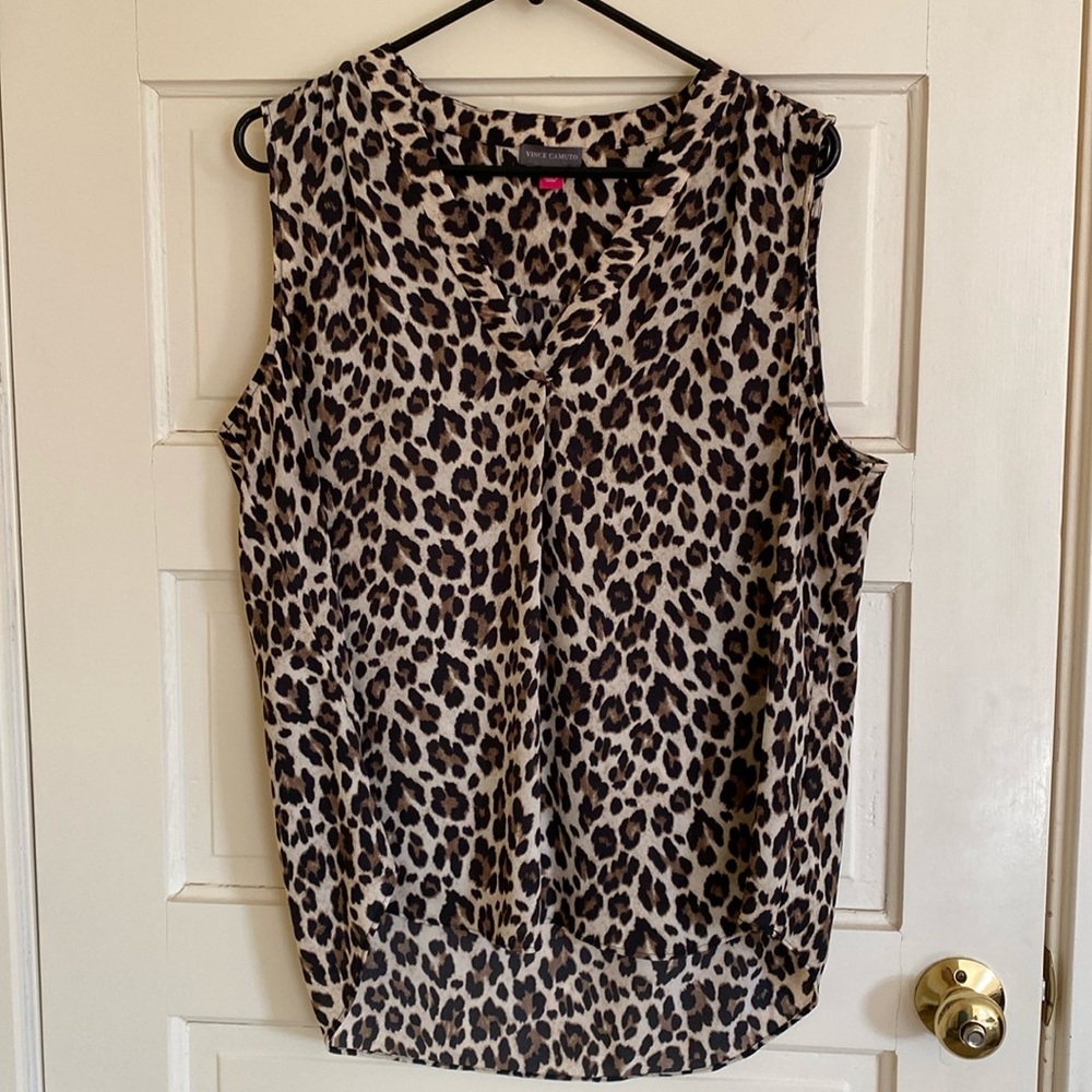 Vince Camuto Sleeveless Leopard Blouse